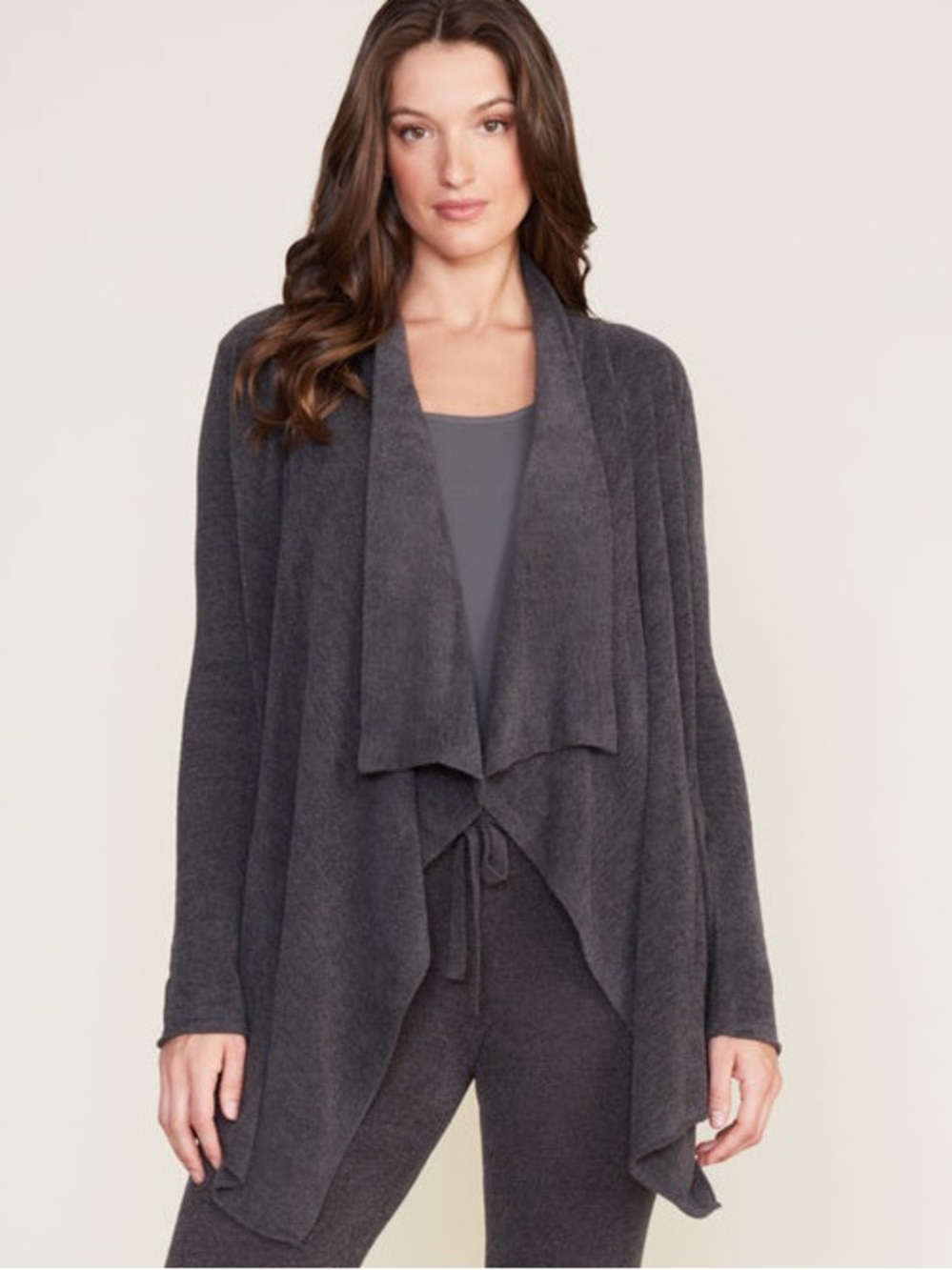 Barefoot Dreams CozyChic Ultra Lite® Hi/lo Cardi Charcoal Open-Front Cardigan S